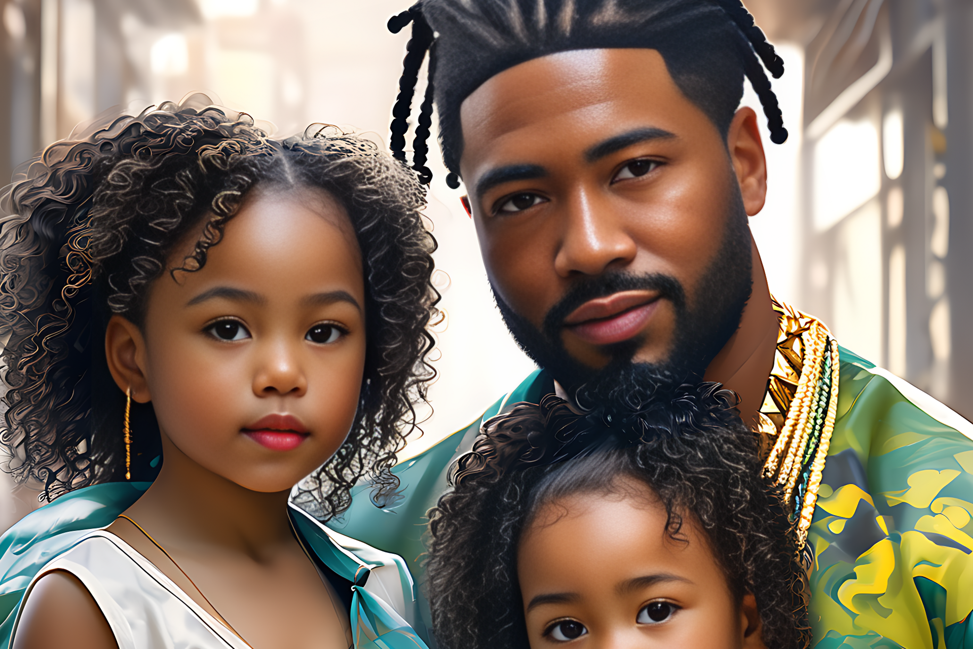 Black Father and daughters_ai