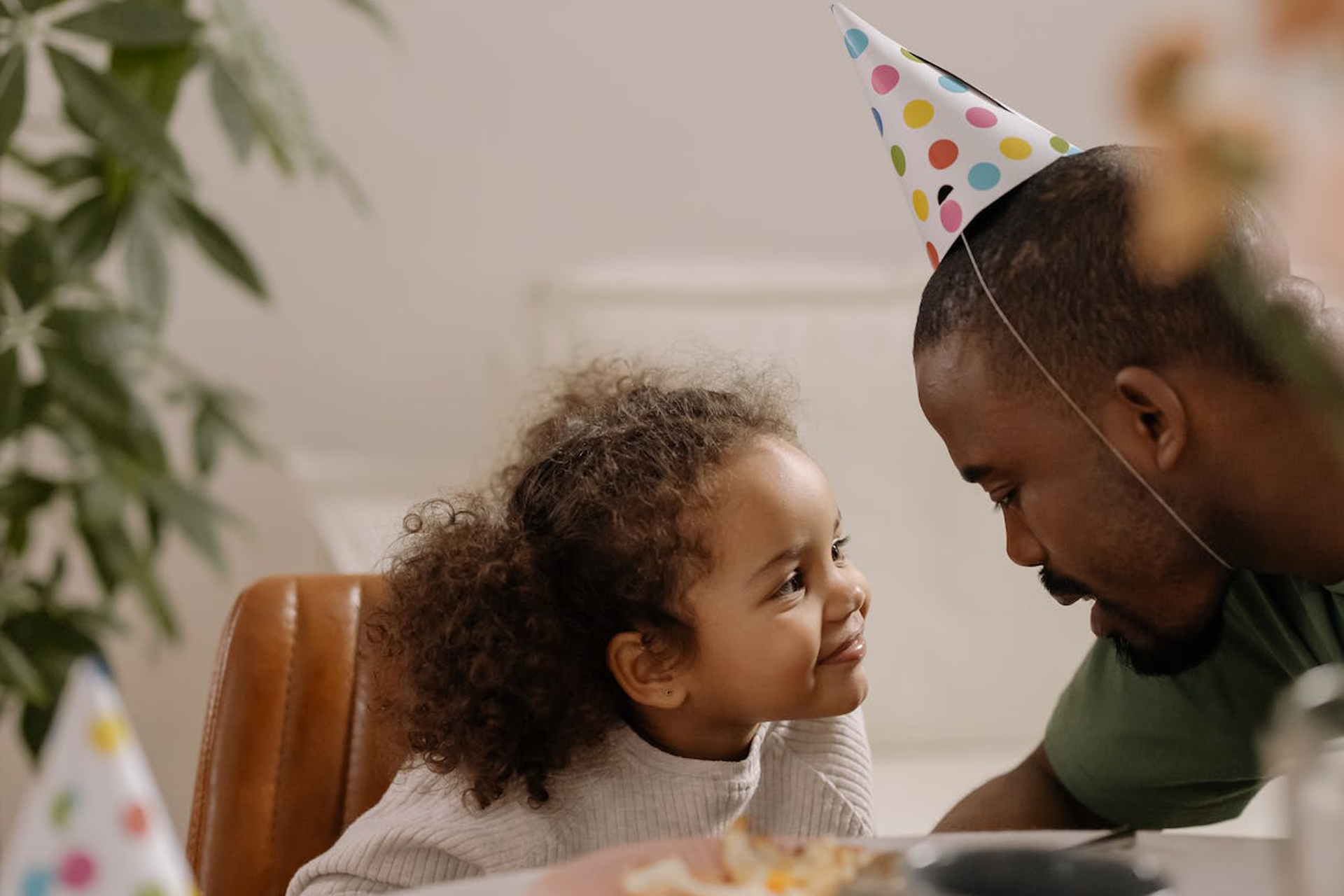 Dad and daughter celebrating birthday.