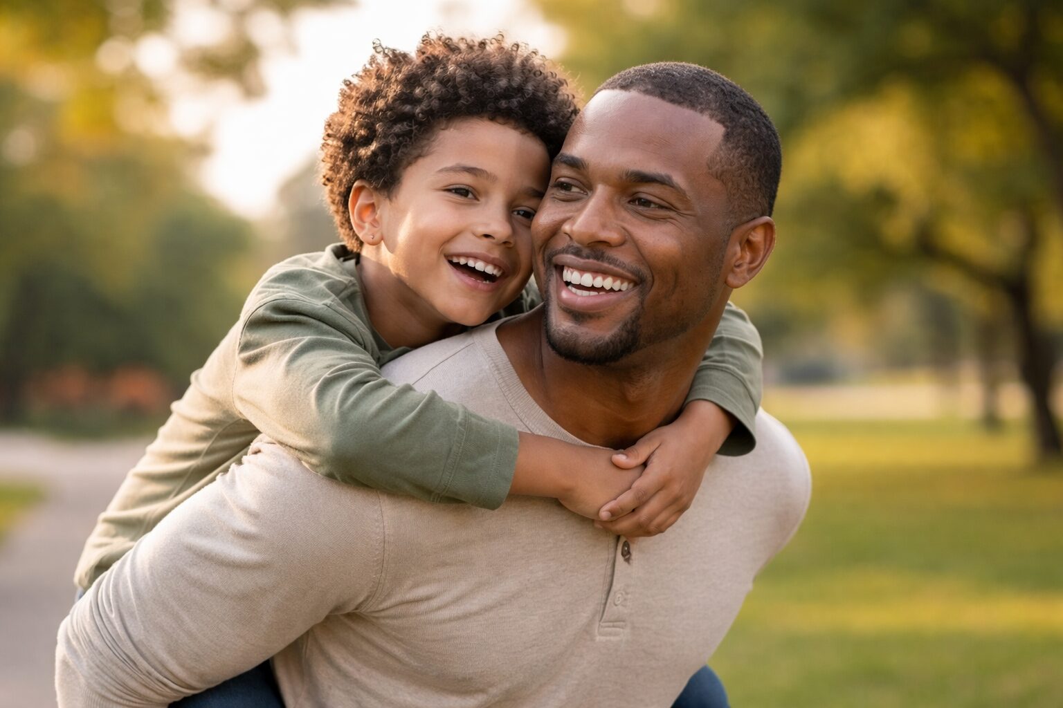 Black dad with child