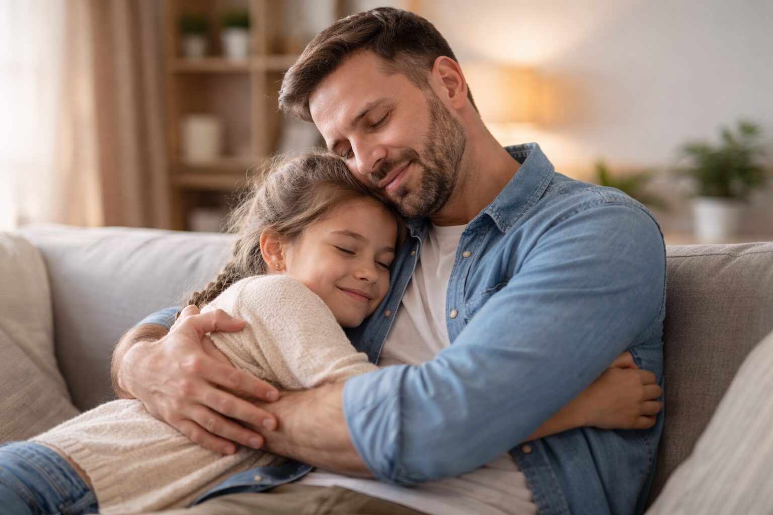 Father and daughter hugging