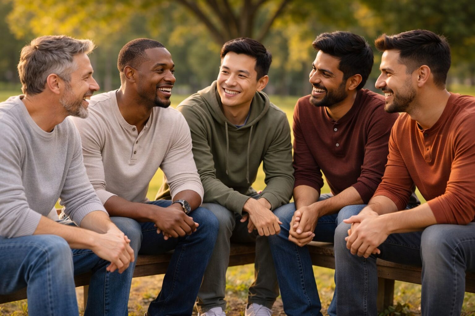 dads sitting at the park